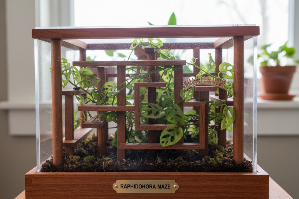 Raphidophora fenestrated split creating mini Monstera maze