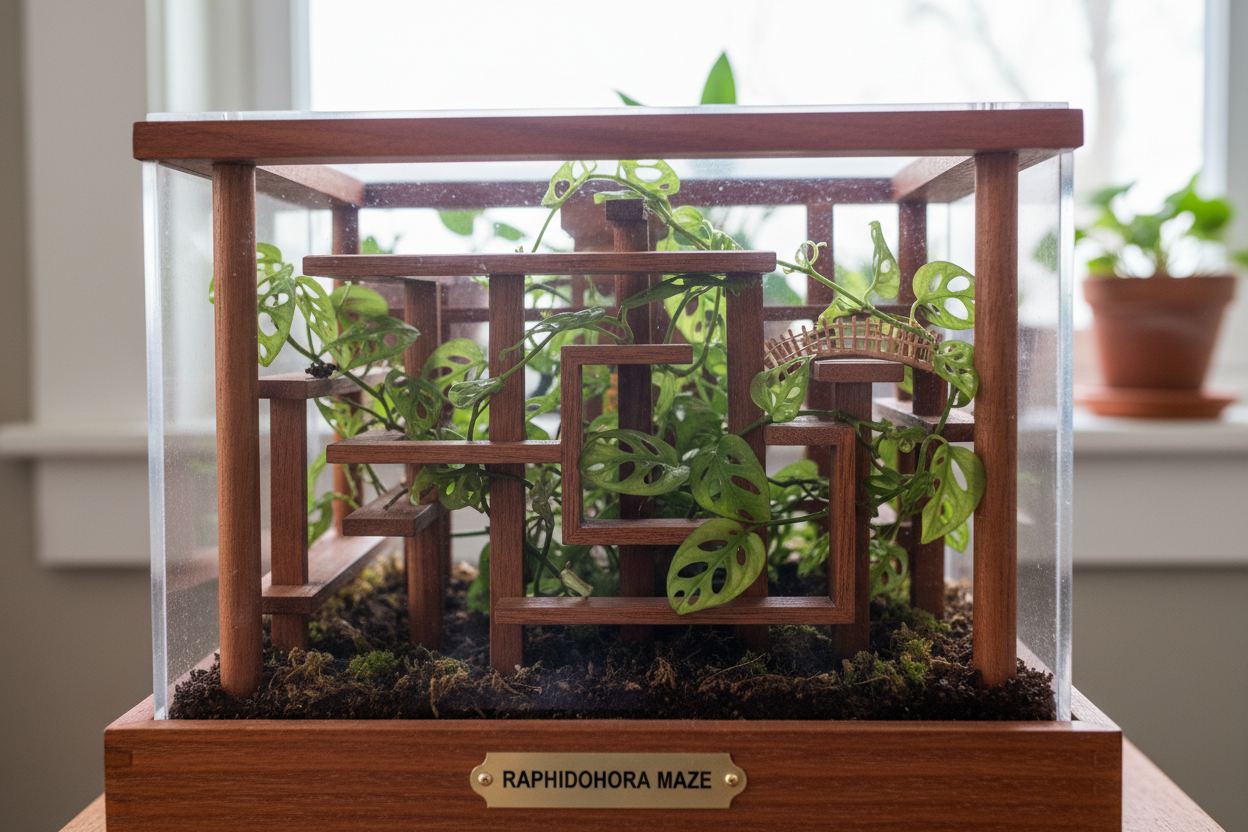 Raphidophora fenestrated split creating mini Monstera maze