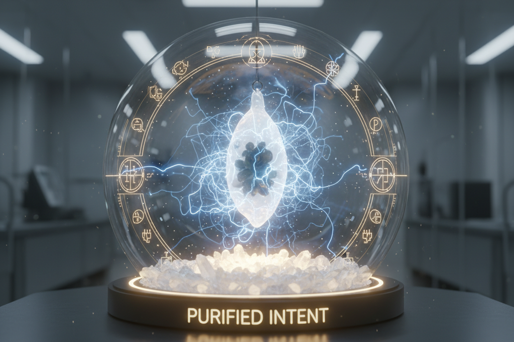 Epipremnum pod glowing in concentration zone with purified intent