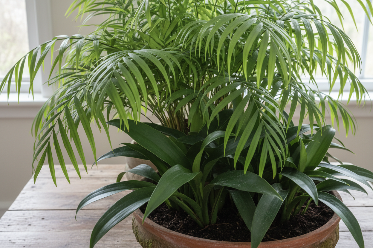 Parlor Palm feathered canopy and Aspidistra leathery fortitude