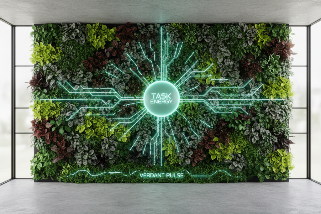 Peperomia and Fittonia on wall pulsing with task energy and verdant life